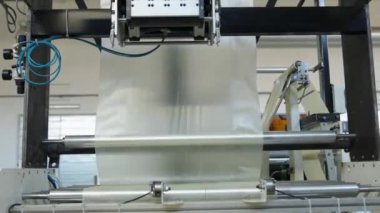 production of plastic bags in the factory. 