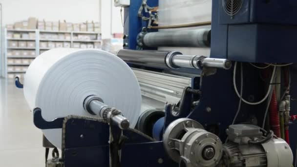 Plastic Roll Machine Production Plastic Bags — Stockvideo