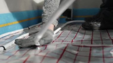 installation of underfloor heating in a new building. 