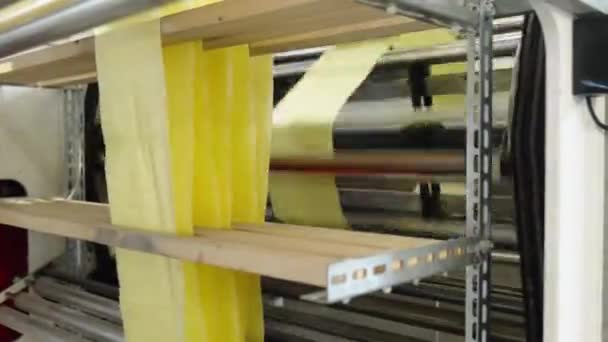 공장에서 비닐봉지를 생산하고 포장하는 — 비디오