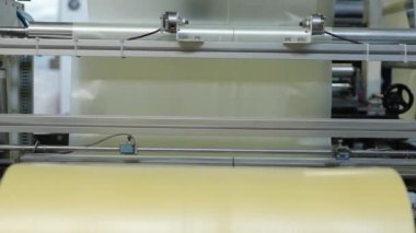 production of plastic packaging in a factory on an automated line. 