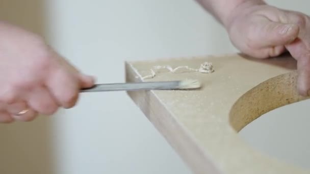 Обробка Деревини Допомогою Паперу Високоякісні Кадри — стокове відео