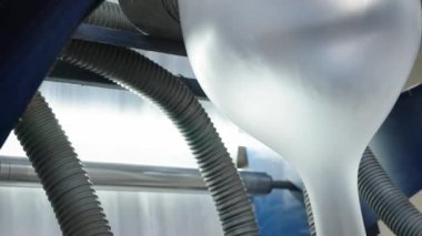production of plastic bags and packaging on machines in the factory. 