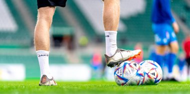 Wien, Austria - February 24, 2023: soccer ball on the field, Austrian second league.
