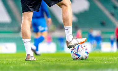Wien, Austria - February 24, 2023: soccer ball on the field, Austrian second league.