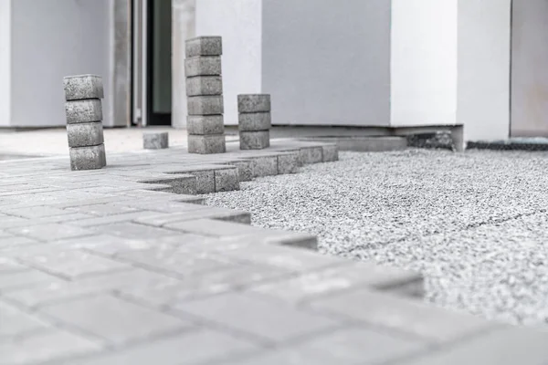 Бетонні Блоки Будівництва Тротуарів Доріг — стокове фото