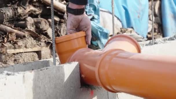 Budowa Kanalizacji Rur Tworzyw Sztucznych — Wideo stockowe