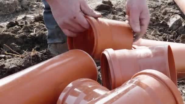 Výstavba Kanalizace Plastových Trubek — Stock video