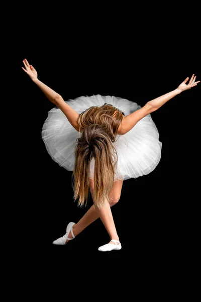 Porträtt Ballerina Pose Svart Bakgrund Högkvalitativt Foto — Stockfoto
