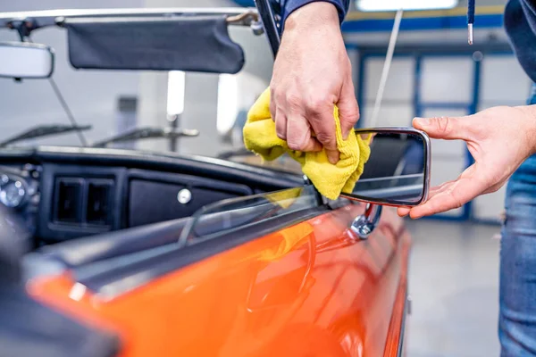 stock image manual cleaning of the interior of an old car. High quality photo