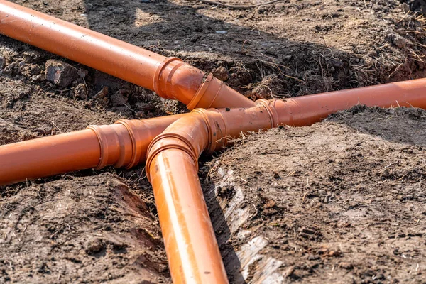 plastic PVC pipes for the construction of rain and waste sewerage and water supply. construction of a new house.