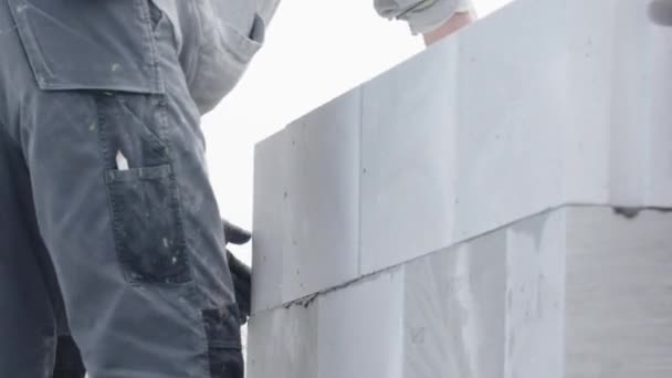 Construction Mur Une Maison Blocs Béton Aéré — Video