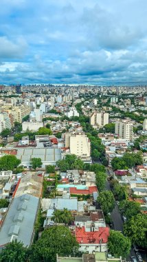 Kuşbakışı manzaralı Buenos Aires silueti. dikey