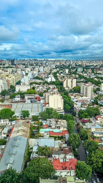 Buenos Aires skyline with birds eye view. vertical