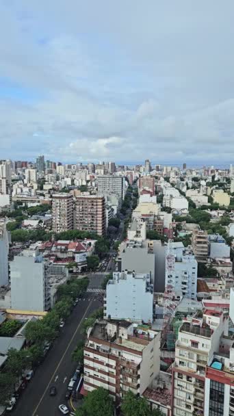 Buenos Aires Cidade Rua Com Tráfego Vista Olhos Pássaros Verticais — Vídeo de Stock