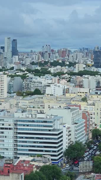 Buenos Aires Stadsgata Med Trafik Vertikal Fågelperspektiv — Stockvideo