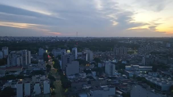 Ηλιοβασίλεμα Πάνω Από Την Πόλη Του Μπουένος Άιρες Στην Αργεντίνα — Αρχείο Βίντεο