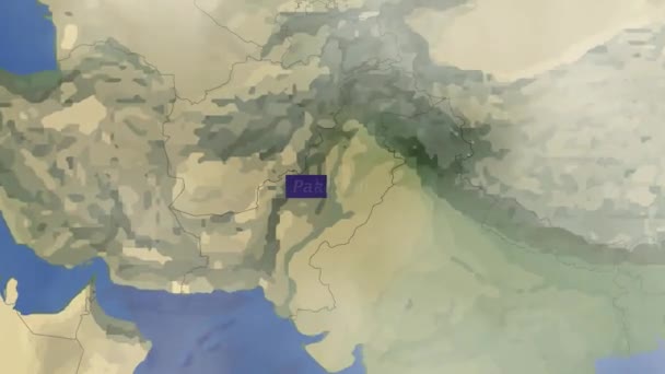 パキスタン国地図アニメーションの背景 — ストック動画
