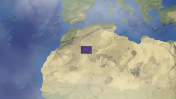 Алжир Карта Анімації Фону — стокове відео