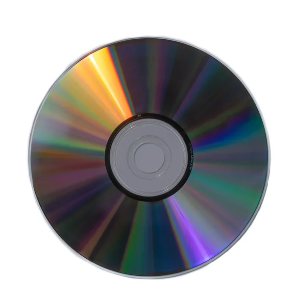 Compact Disc Αντανακλώντας Φως Spectrum Απομονώνονται Λευκό — Φωτογραφία Αρχείου
