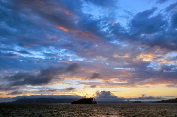 Vibrant Twilight Skies Alcatraz Island California — Stock Photo, Image