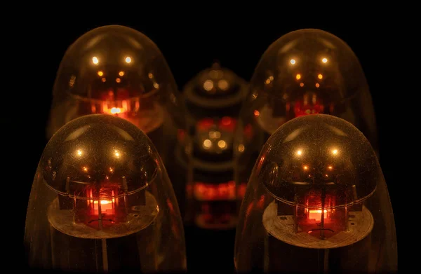 stock image Hifi Amplifier's Vacuum Tubes Glowing in the Dark.