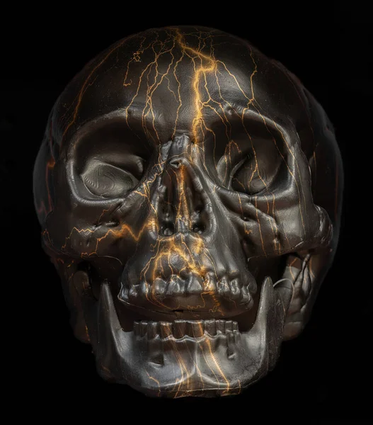Lightning Skull Για Αποκριάτικα Σκηνικά Και Διακοσμήσεις Που Απομονώνονται Μαύρο — Φωτογραφία Αρχείου