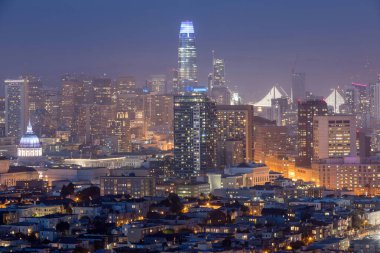 San Francisco Downtown in the Blue Hour via Corona Heights and Castro Districts. clipart