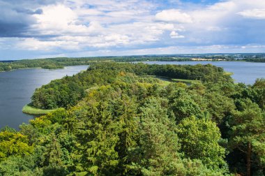 view of Krakow am See. Lakes landscape with dense forests on the shore. Vacation resort in germany. Nature photo