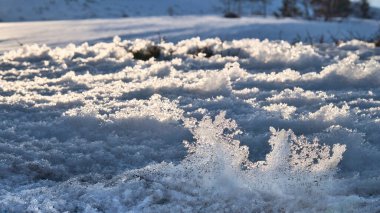 Ice crystals in a snow-covered landscape in the high mountains of Norway. Scandinavia clipart