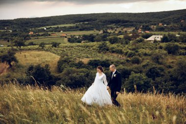 Gelin ve damat el ele tutuşur ve doğanın ortasında geleceğe bakar. Yeni evliler birlikte yürür. Düğün fotoğrafçılığı, ölüm bizi ayırana kadar.