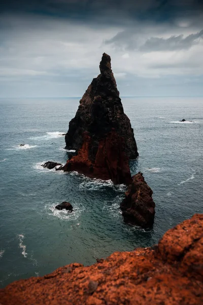 stock image  drone view to So Loureno which,is the easternmost point of the island of Madeira. see how individual rocks were layered during formation,traveling, beautiful scenery