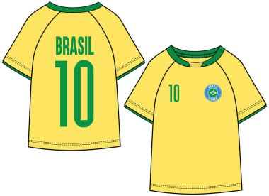 Sporlar Brazili Futbol JERSEY T Tişört Önü ve Arka VECTOR Giyer