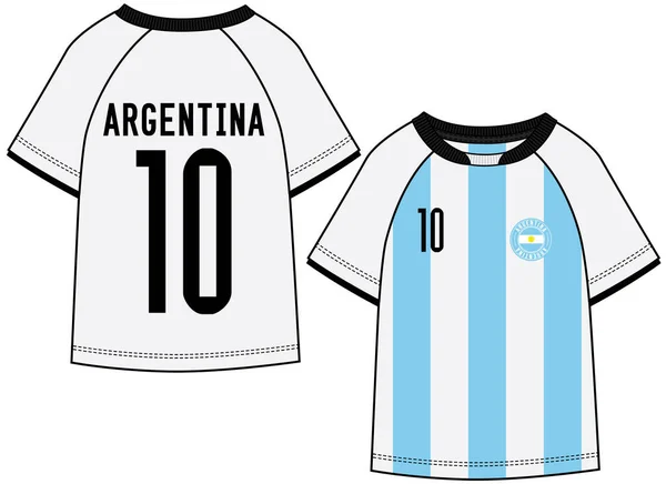 Sports Wear Argentina Football Jersey Kit Shirt Front Vector Voltar —  Vetores de Stock
