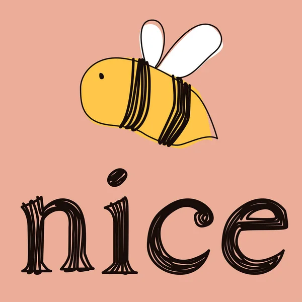 Bee Nice Doodle Graphic Baby Toddler Boys Girls — Stock Vector