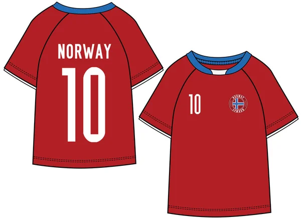 Deportes Noruega Futbol Jersey Kit Camiseta Frente Vector Volver — Archivo Imágenes Vectoriales