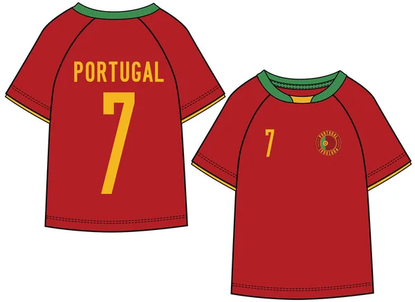 Kit Jersey Futbol Portugal Deportivo Camiseta Frente Vector Volver — Archivo Imágenes Vectoriales