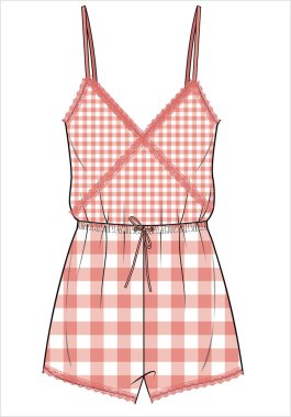 KADINLAR GINGHAM ÇEVİRİ TEDDY ÇEVİRİ ÇALIŞMA GECESİ VECTOR FİLMİNDE 