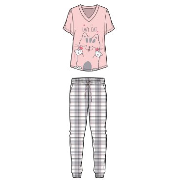 ÇOCUK KIZ KIZ KADIN Dişleri ve pijamaları EDİLMEZ VECTOR Dosyalarına yerleştirildi