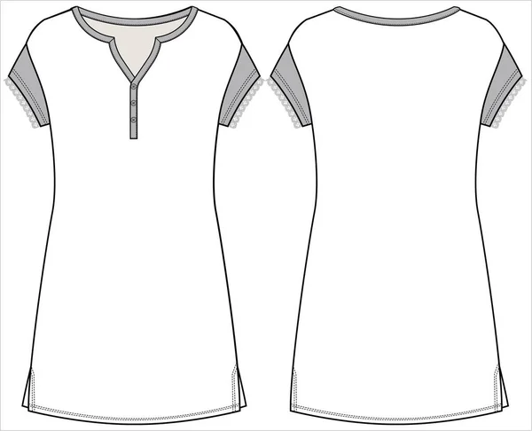 Frauenmesser Dormdress Slip Nightwear Editable Vector File — Stockvektor