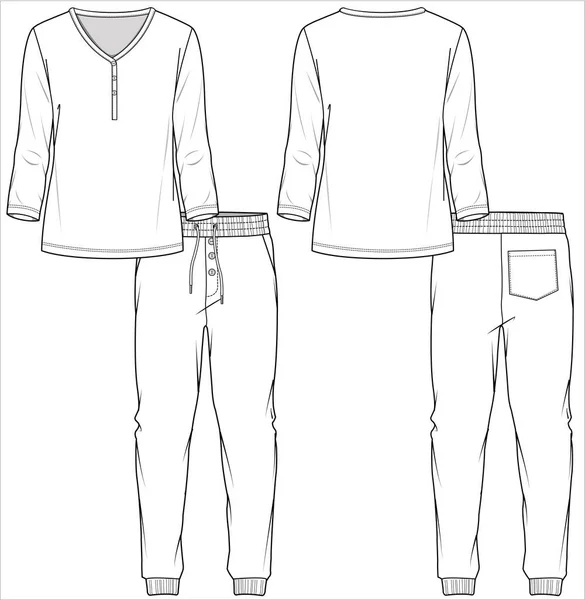 Ženský Tank Capri Joggers Nightwear Set Editable Vector File — Stockový vektor