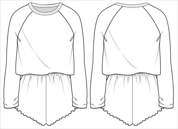 Mujeres Knit Teddy Juego Nightwear Editable Vector File — Archivo Imágenes Vectoriales