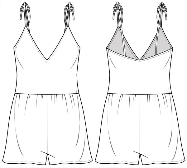 Mujeres Knit Teddy Juego Nightwear Editable Vector File — Vector de stock