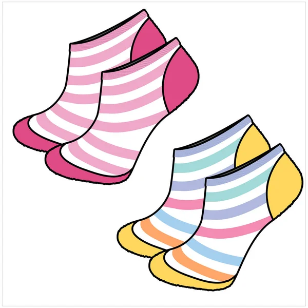Bootie Striper Socks Vector Editável File — Vetor de Stock