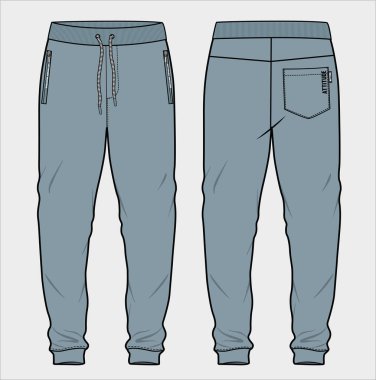 FRENCH TERRY CUT AND SEW JOGGERS FOR MEN AND TEEN BOYS IN EDITABLE VECTOR FILE clipart