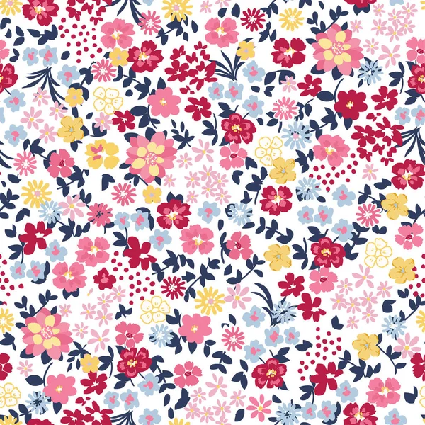 Colourful Cute Ditsy Floral Seamless Pattern — 图库矢量图片