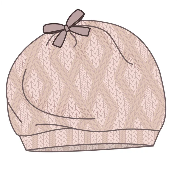 Cable Knit Bobble Winter Cap Vecteur Éditable — Image vectorielle