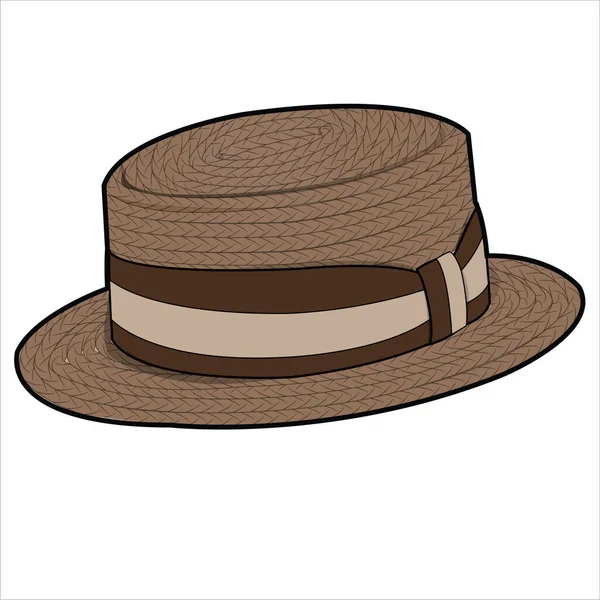 Brown Fedora Hat Tape Detail Editable Vector — Stockový vektor