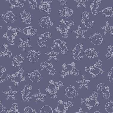 VECTOR FİLMİNDE STARFISH VE Deniz Atı PATTERN