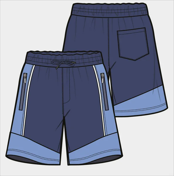 Män Och Teen Boys Bottom Wear Sporty Shorts Front Och — Stock vektor